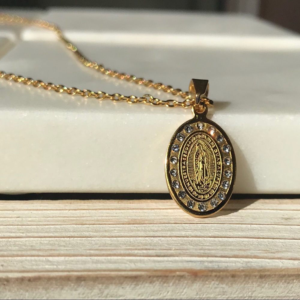 Virgin Mary Cz Necklace